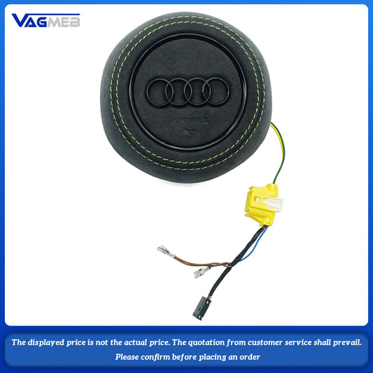 Dyed red thread Steering wheel airbag cover multifunction steering wheel For Audi R8 Tawny striped leather