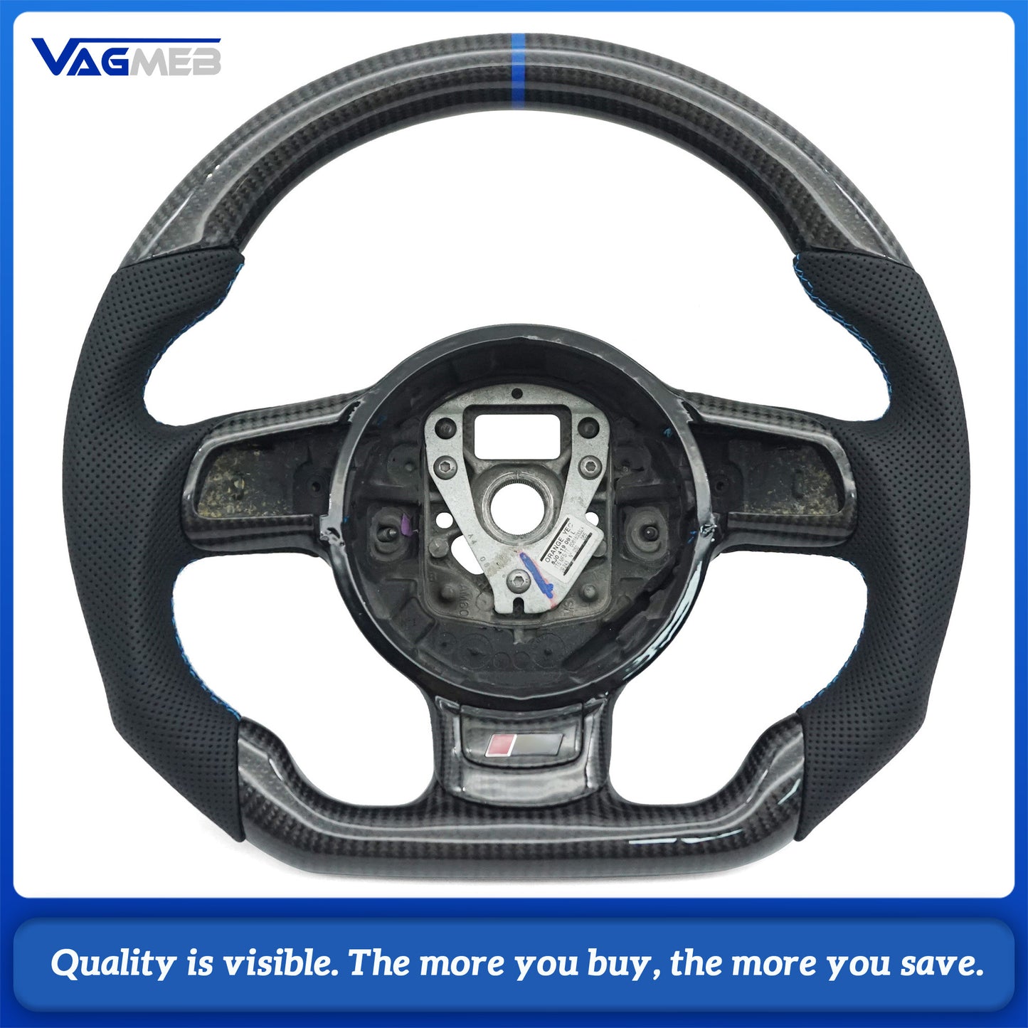 Custom Steering Wheel For Audi R8V10 Perforated Steering Wheel Flat Bottom Steering Wheel Carbon Fiber