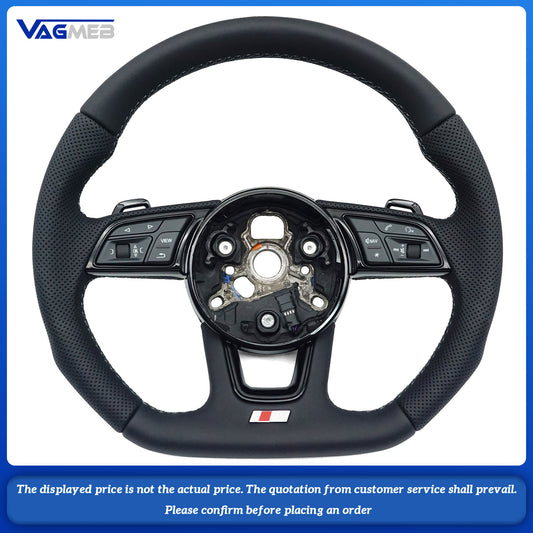 For Audi S Logo A4 B9 leather Full punch half punch Multi-color stitching various styles of paddles steering wheel