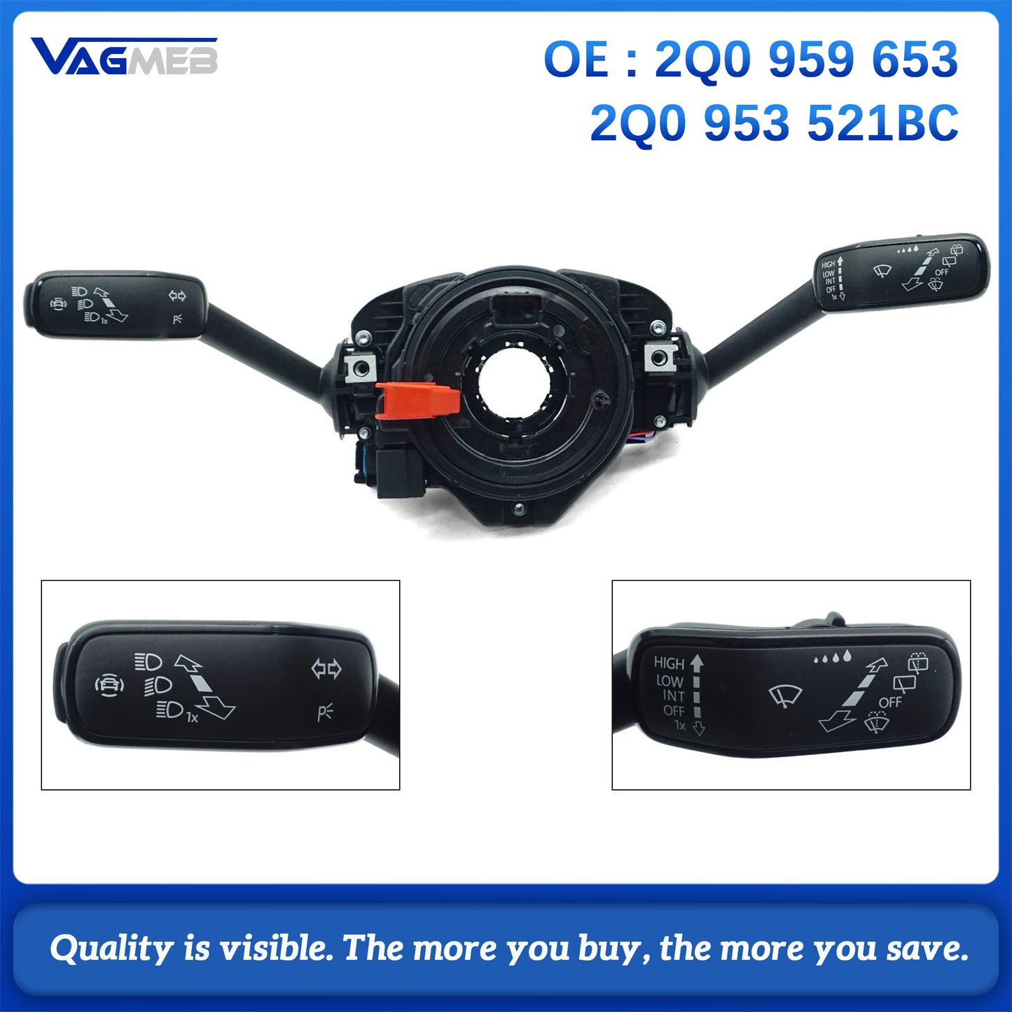 For VW POLO  Skoda SEAT Steering Wheel Control Module Shift HandLever 2Q0 959 653 521BC