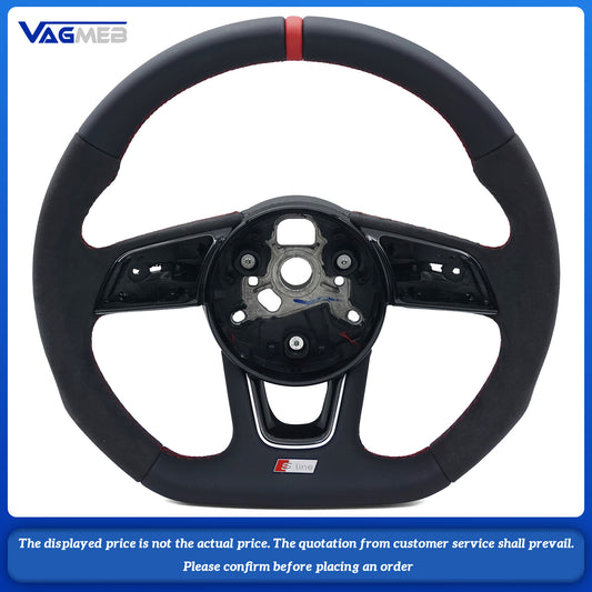 For Audi Sline LOGO A4B9, semi-suede, red line, red skin, straightened label, no buttons, no paddles