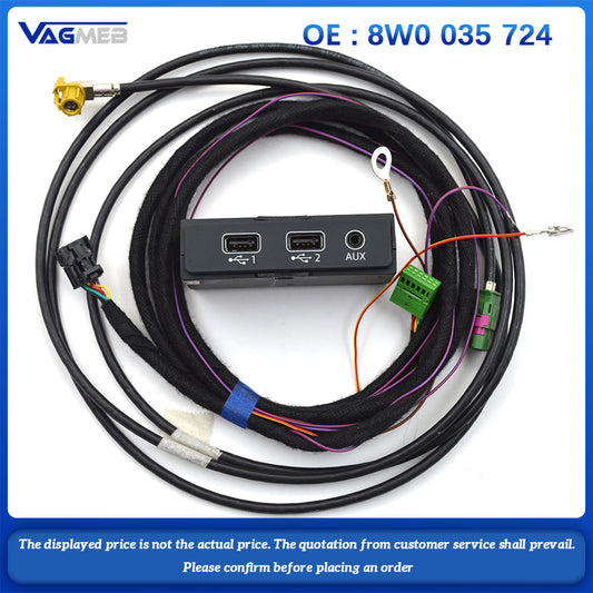 For Audi A4 B9 A5 B9 Q5 MIB2 Carplay Switch smart phone USB interface CarPlay USB AUX IN Plug Cable 8W0 035 724