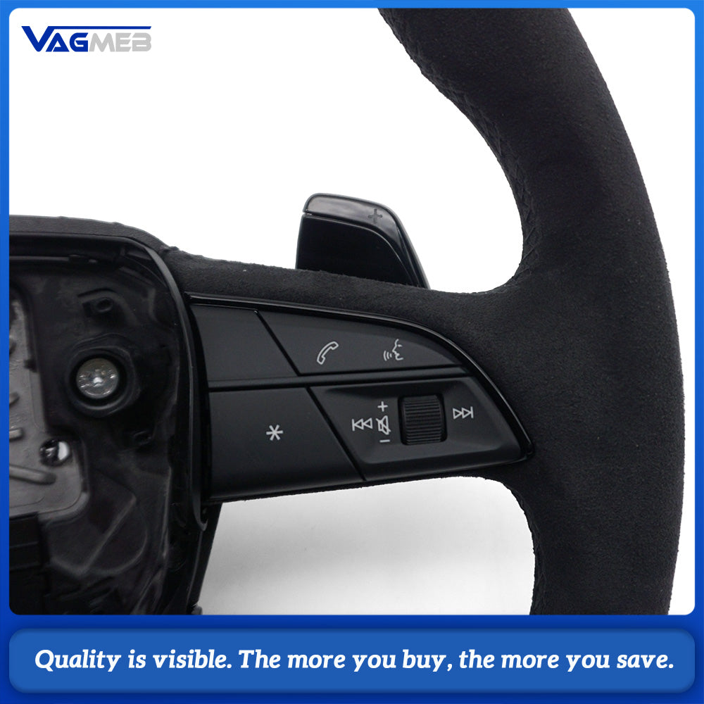 Black Series S Logo Carbon Half Alcantara Steering Wheel Assembly Heated Shift Paddles For Audi Q5 FY