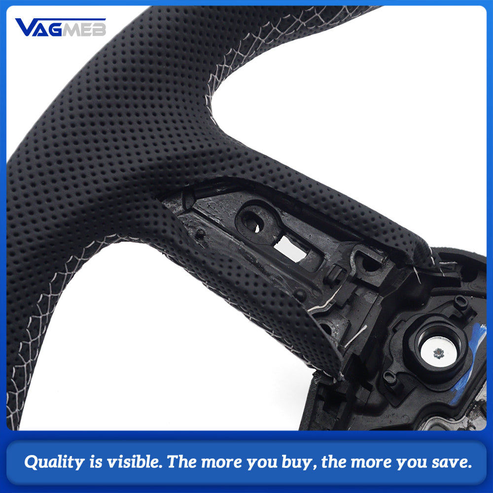 Perforated leather steering wheel for Audi Q5 FY Q7 4M Q8 S RS LOGO multifunctional steering wheel
