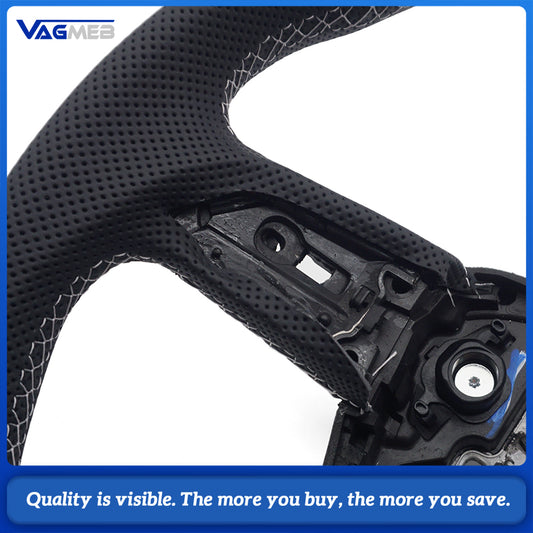 Perforated leather steering wheel for Audi Q5 FY Q7 4M Q8 S RS LOGO multifunctional steering wheel