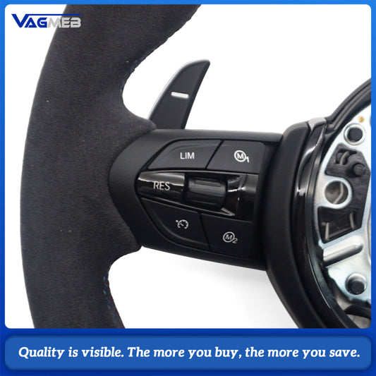 M Sport Steering Wheel For BMW 3 Series F30 G20, Half Alcantara, M Color Stitching, Tri-Color Center Mark, Flat Bottom
