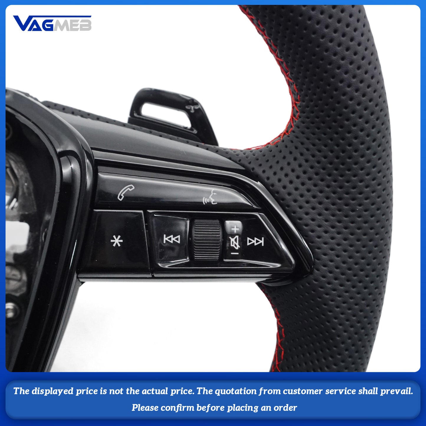 For Audi A6 C8 Semi Perforated Painted Black Semi Perforated Flat Bottomed Sports Steering Wheel
