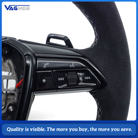 Matte carbon fiber Alcantara dark gray stitching with heated steering wheel For Audi A6 A7 C8 2019-2022 RS6 RS7