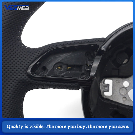 For Audi A4 B8 S Sport Steering Wheel Full Control Buttons White Contrast Stitch Without Gear Shift Paddles