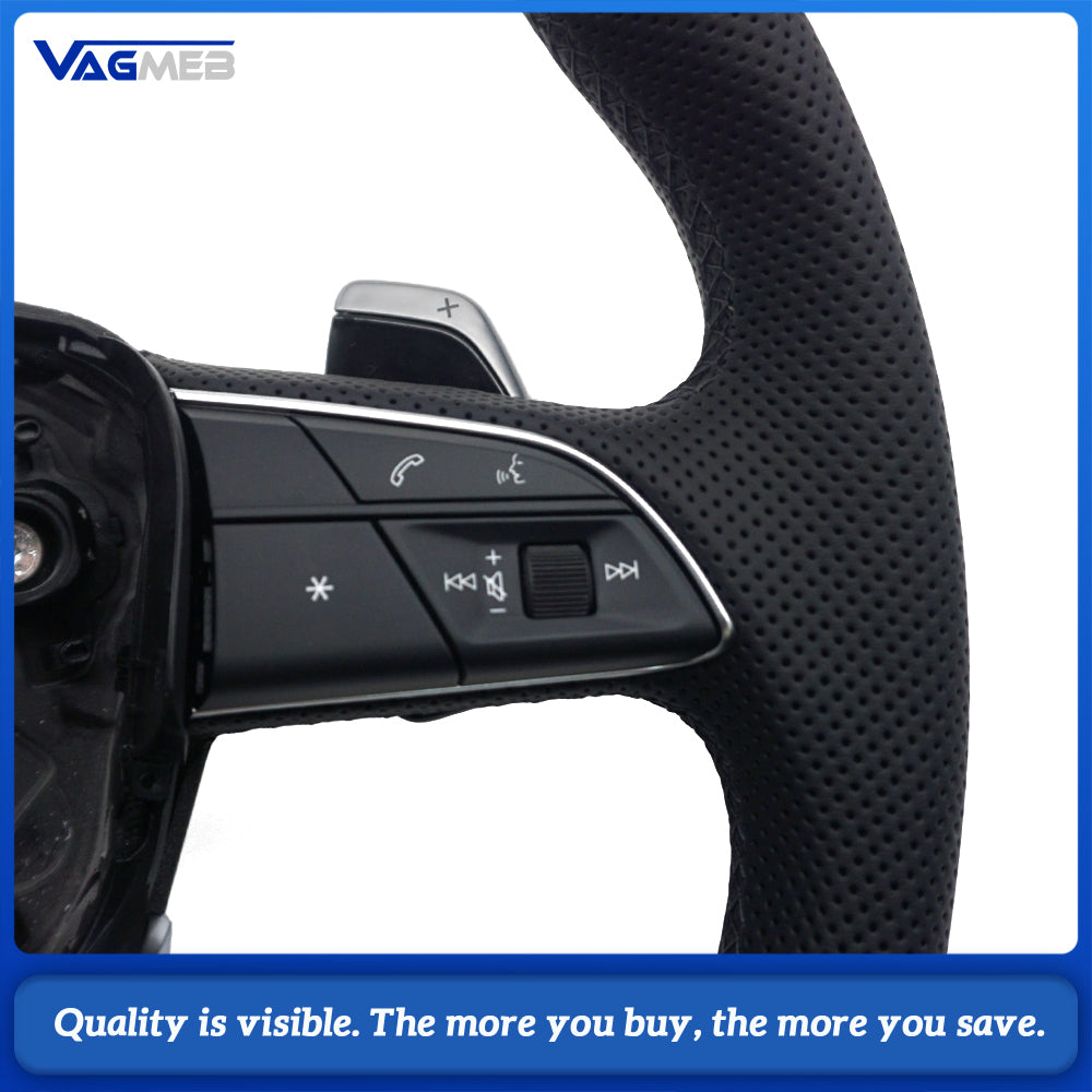 Suitable for Audi Q5L S standard carbon fiber half-turned black wire with button paddle with heated steering wheel