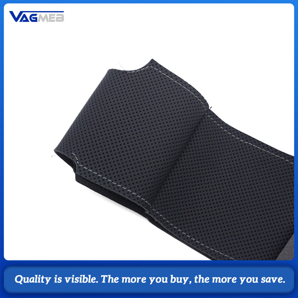For Audi A6 C8 Steering Wheel Perforated Leather Wrap Replacement Skin With Dark Gray Stitching