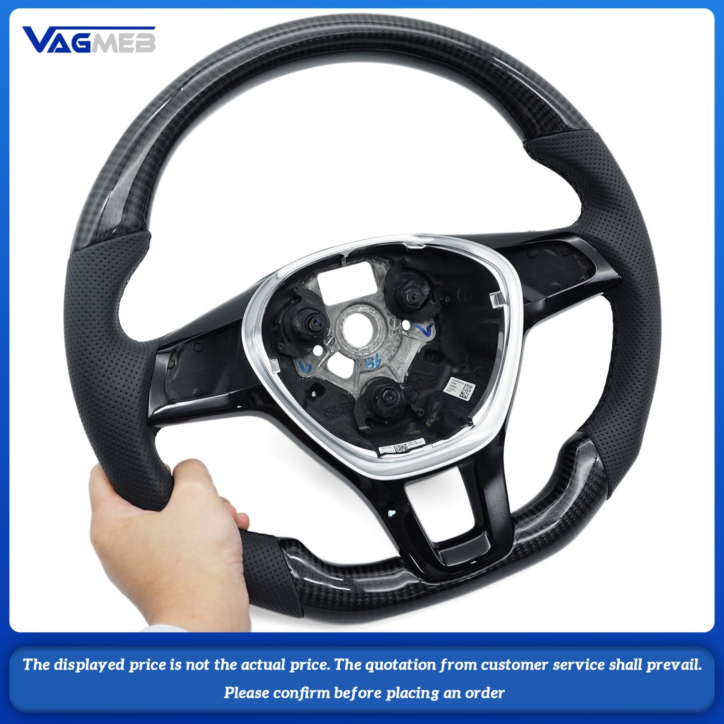 Replacement For VW caddy Leather Real Carbon Fiber Steering Wheel