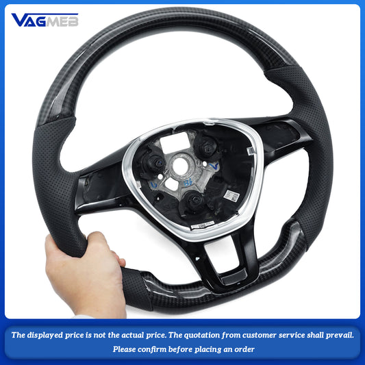 Replacement For VW caddy Leather Real Carbon Fiber Steering Wheel
