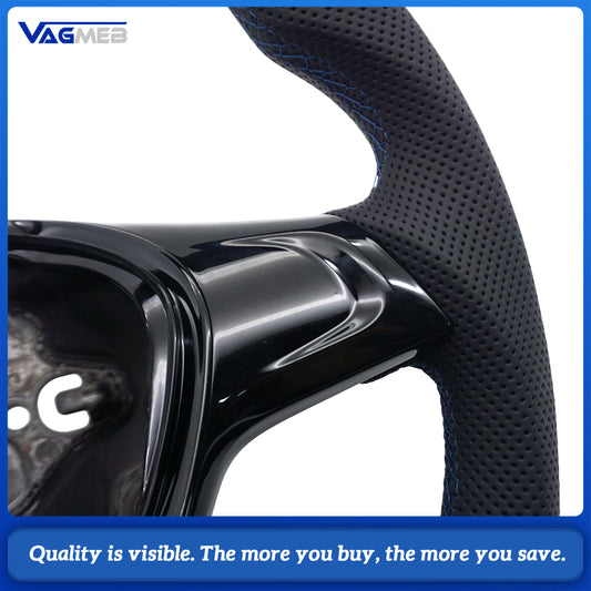 Full leather car steering wheel for VW T6 Golf MK7 Crafter without paddle shift holes Car accessories