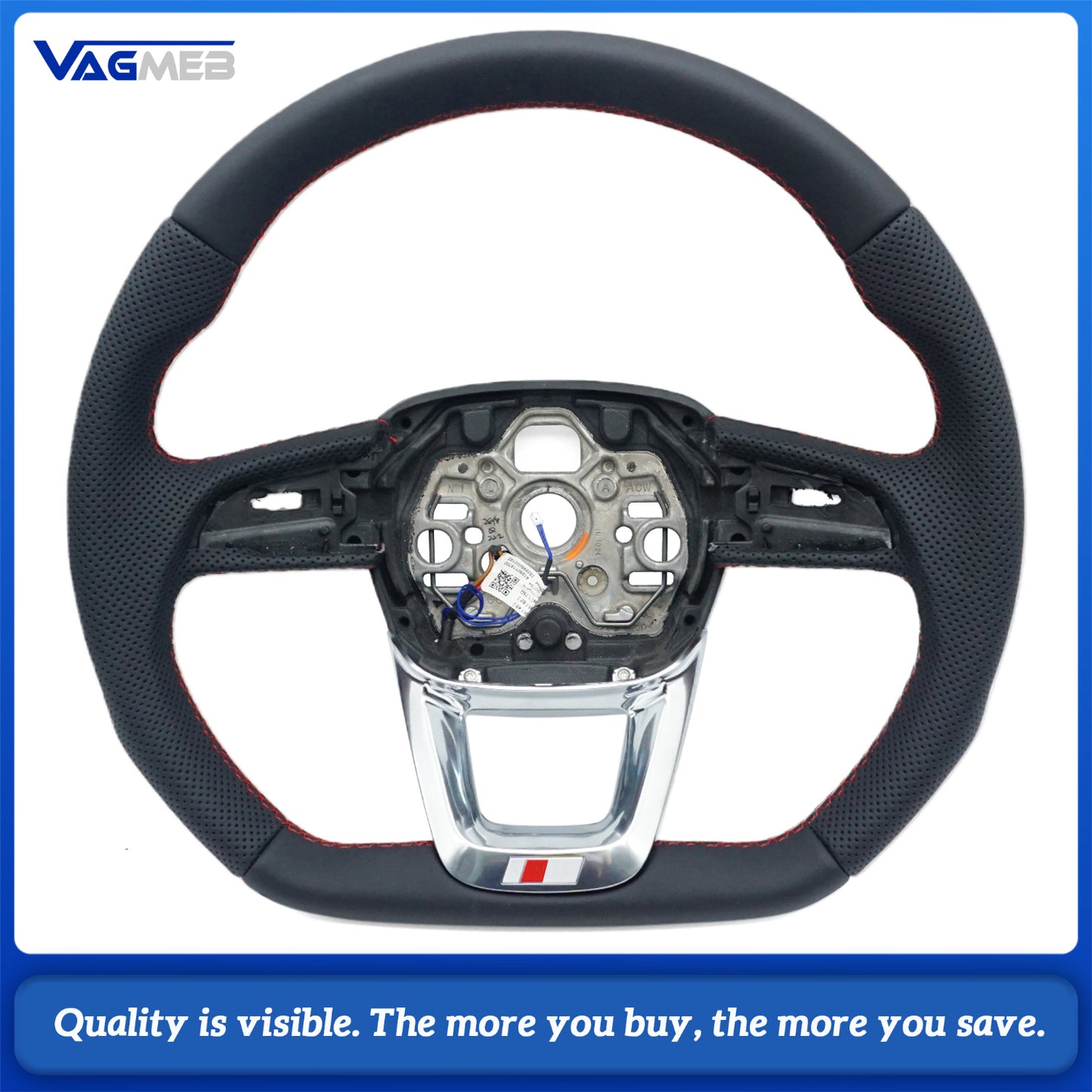 For Audi Q3 F3 Full leather perforated flat bottomed steering wheel With heating function