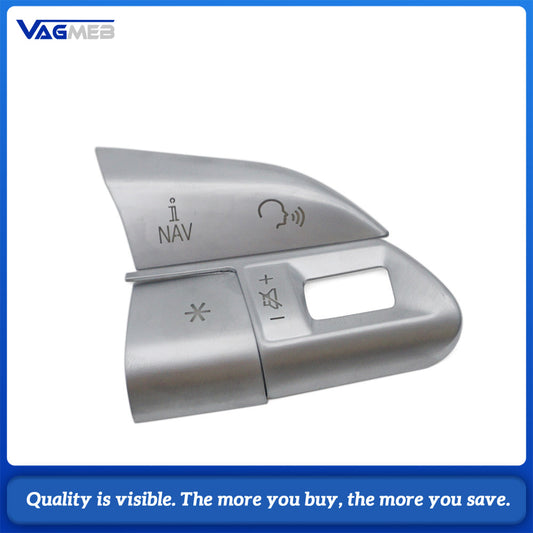 For Audi A6 C7 Chrome Silver Steering Wheel Button Upper Cover, Car Steering Control Switch Cap Replacement Modification Part