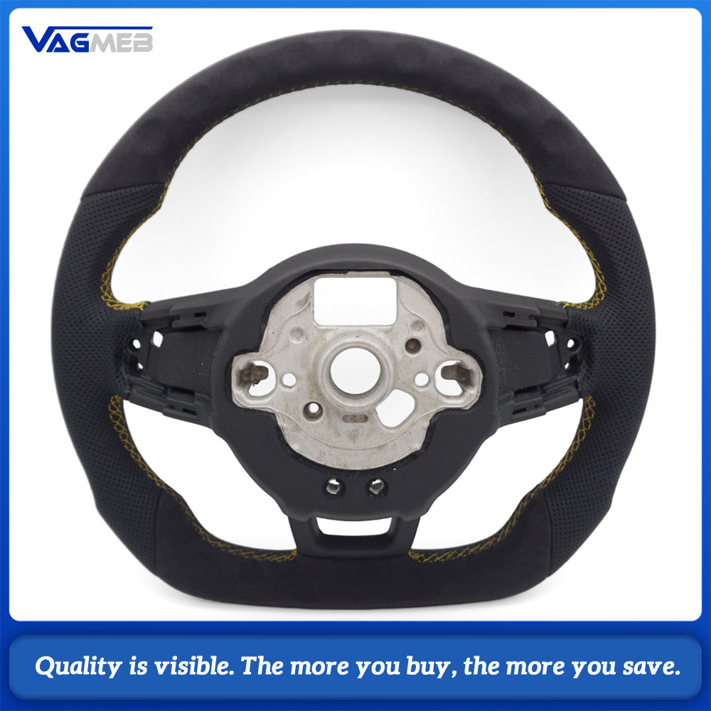 Suitable for Volkswagen Golf MK7 R GTI GTD Polo GTI Scirocco 2015 2016 T-ROC, leather semi perforated material steering wheel