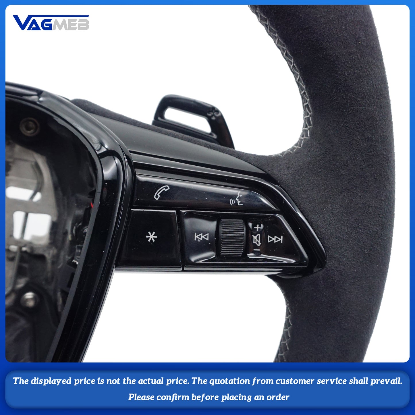 Carbon fiber steering wheel For Audi A6 C8 S RS leather sports flat bottomed steering wheel with buttons and paddles