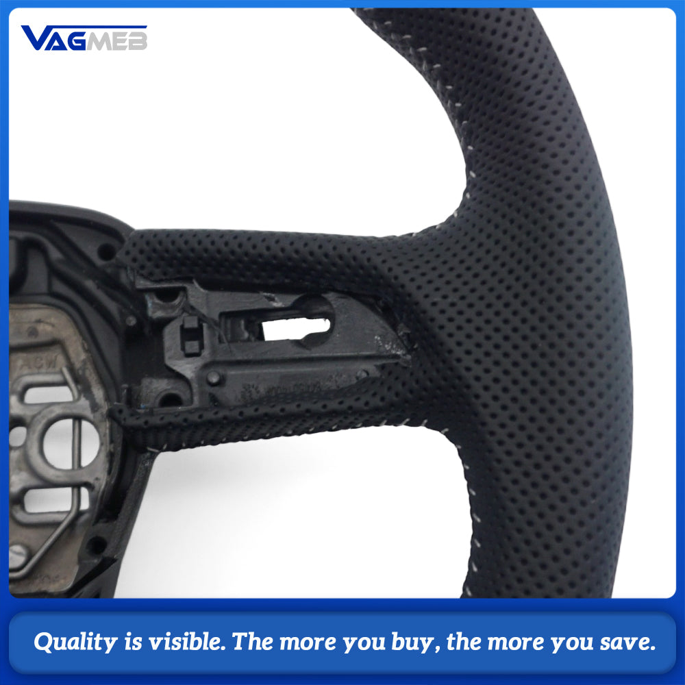 Suitable for Audi Q3 F3 perforated leather flat bottomed Black Line steering wheel, Car Accessories