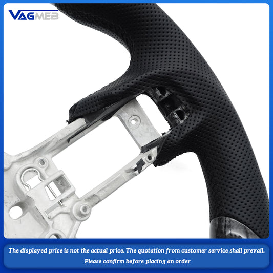 Carbon fiber perforated leather sports steering wheel for Ford Mustang 2018-2022 carbon fiber steering wheel, Car Accessories