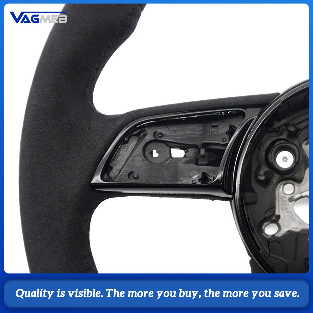 Sport Steering Wheel for Audi A4 B9 Flat Bottom Full Suede Blue Stripe Blue Suture Customized