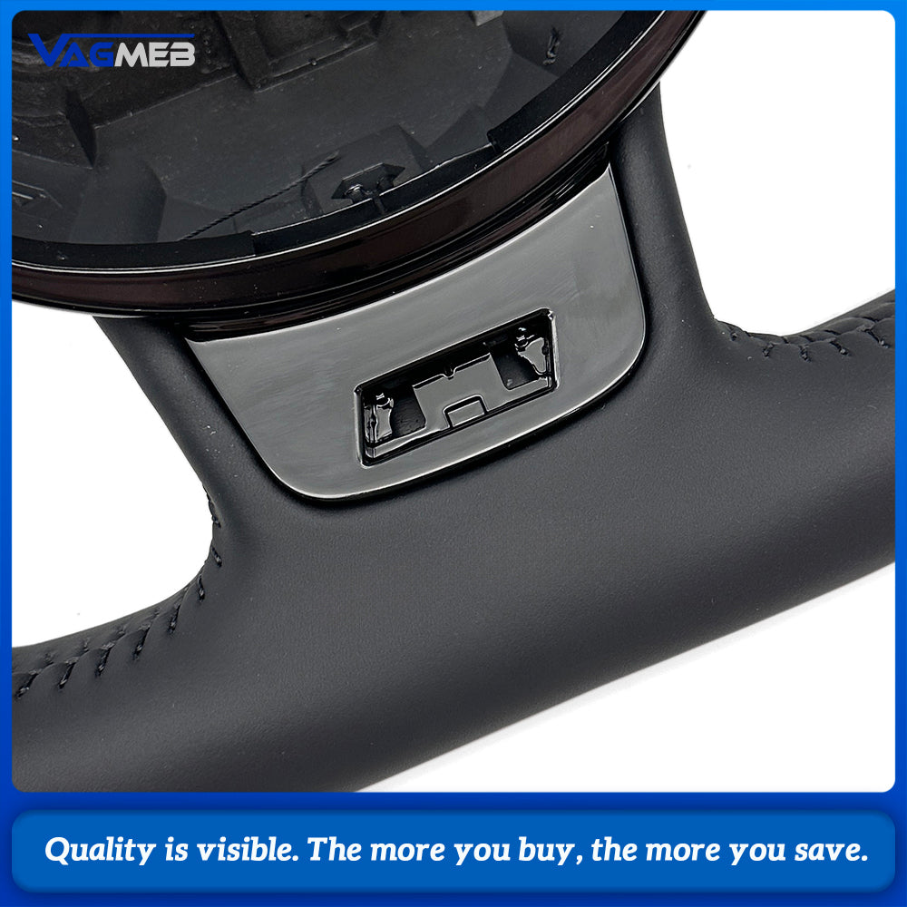 Shaped Steering Wheel Base Half Perforated Black Stitch Black Centering Mark for Audi A4 B8