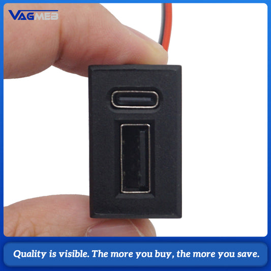 Dual Port Charging Adapter USB & Type-C Car Charger Adapter