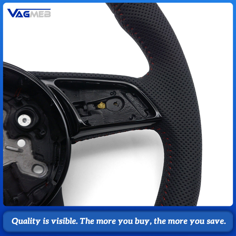 For Audi A3 S3 8V A4 S4 B9 A5 S5 RS4 RS5 Sports Style Semi-perforated Leather Steering Wheel