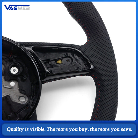 For Audi A3 S3 8V A4 S4 B9 A5 S5 RS4 RS5 Sports Style Semi-perforated Leather Steering Wheel