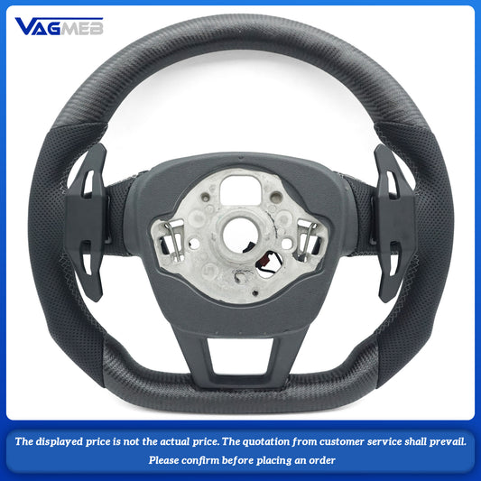 For Audi A6 C8 matte carbon fiber leather  bottomed sports steering wheel with heating