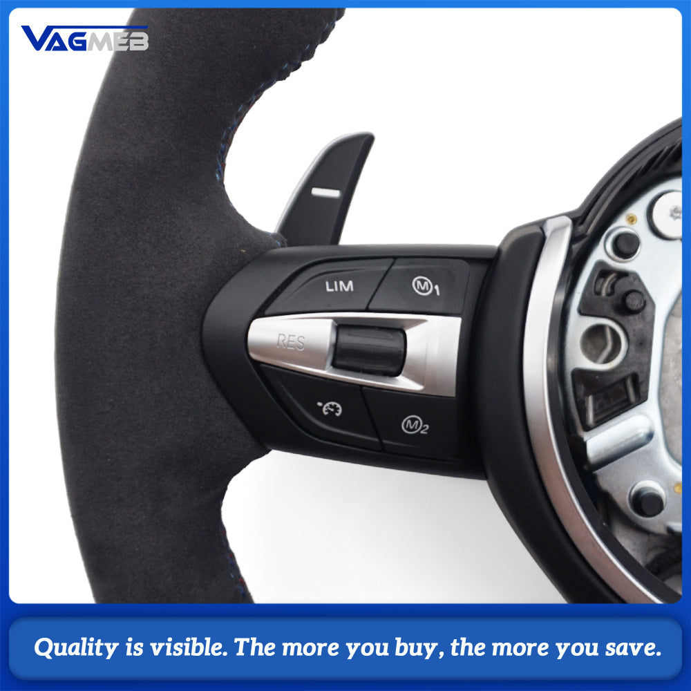 M Sport Steering Wheel For BMW 3 Series F30 G20, Half Alcantara, M Color Stitching, Blue Center Mark, Heated