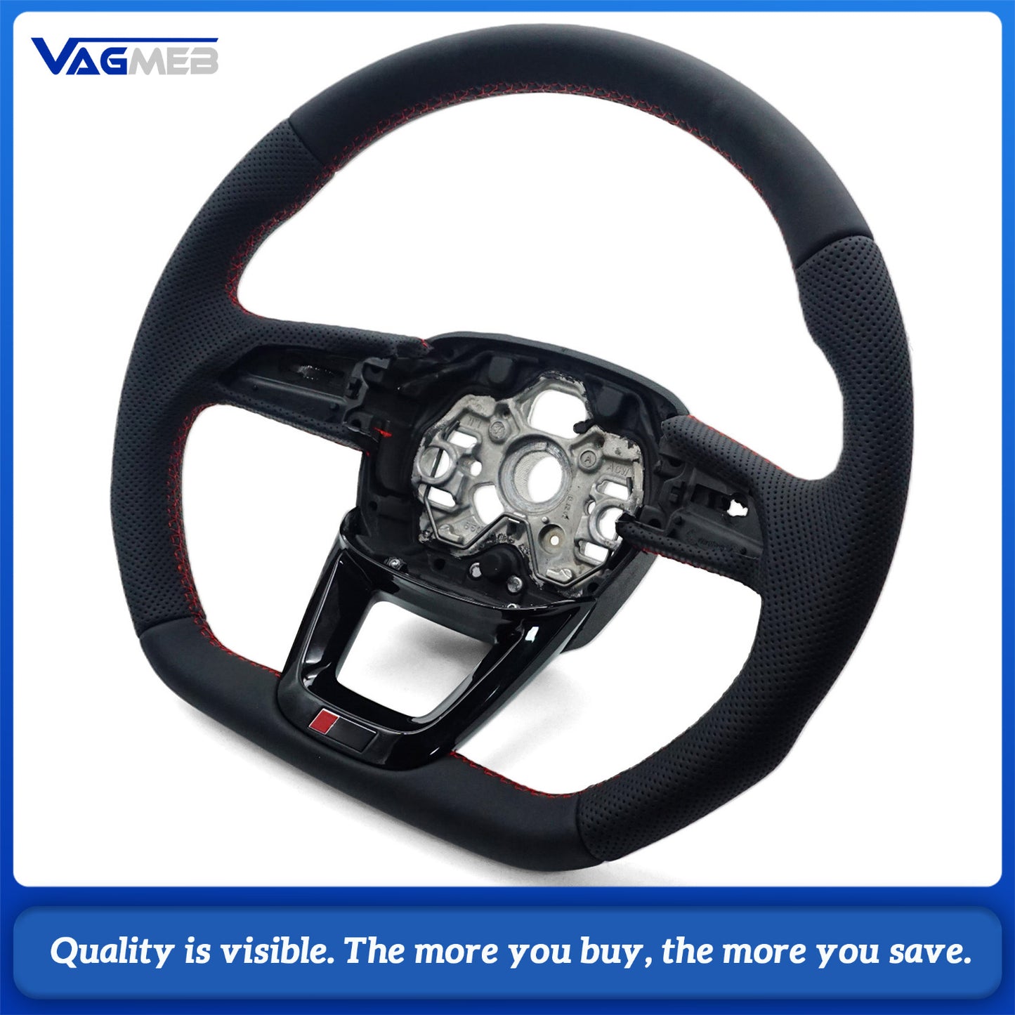 For Audi Q3 F3 Full leather perforated flat bottomed steering wheel