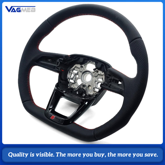 For Audi Q3 F3 Full leather perforated flat bottomed steering wheel