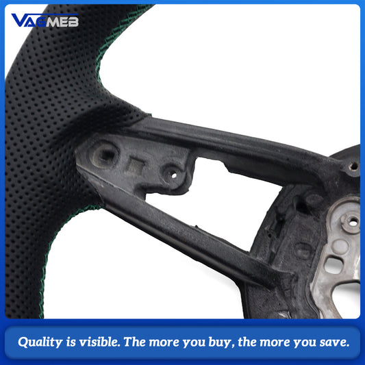 Carbon Fiber Steering Wheel For Audi R8 TT TTS TTRS 2016-2023 Perforated Leather Car Steering Wheel D-shape Flat Bottom