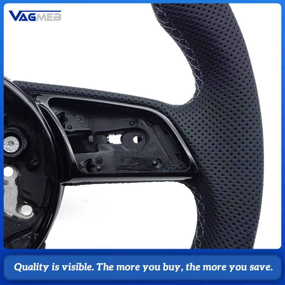 For Audi A4 B9  Sports Style Semi-perforated Leather Steering Wheel