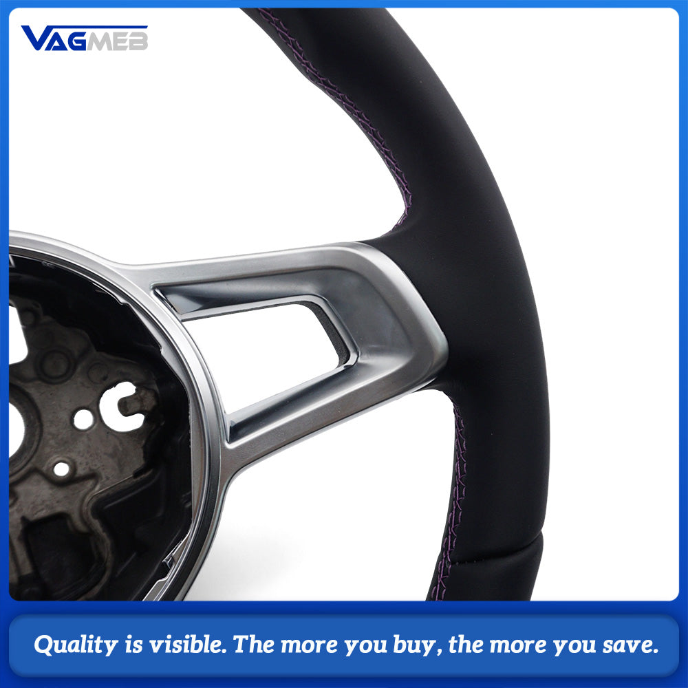 Steering wheel with button frame genuine leather purple stitching for Volkswagen Golf 7 GTI
