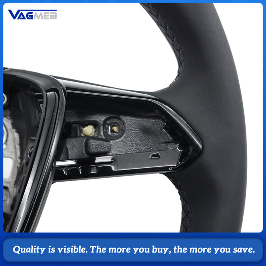 Heated steering wheel suitable for Audi A6 C8 A7 black stitched leather flat bottomed steering wheel