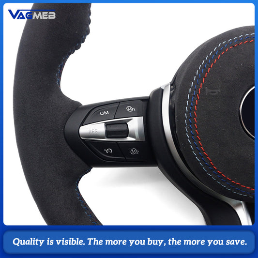 For BMW 3 Series F30 M Sport Steering Wheel Half Alcantara Tri-color Stitching