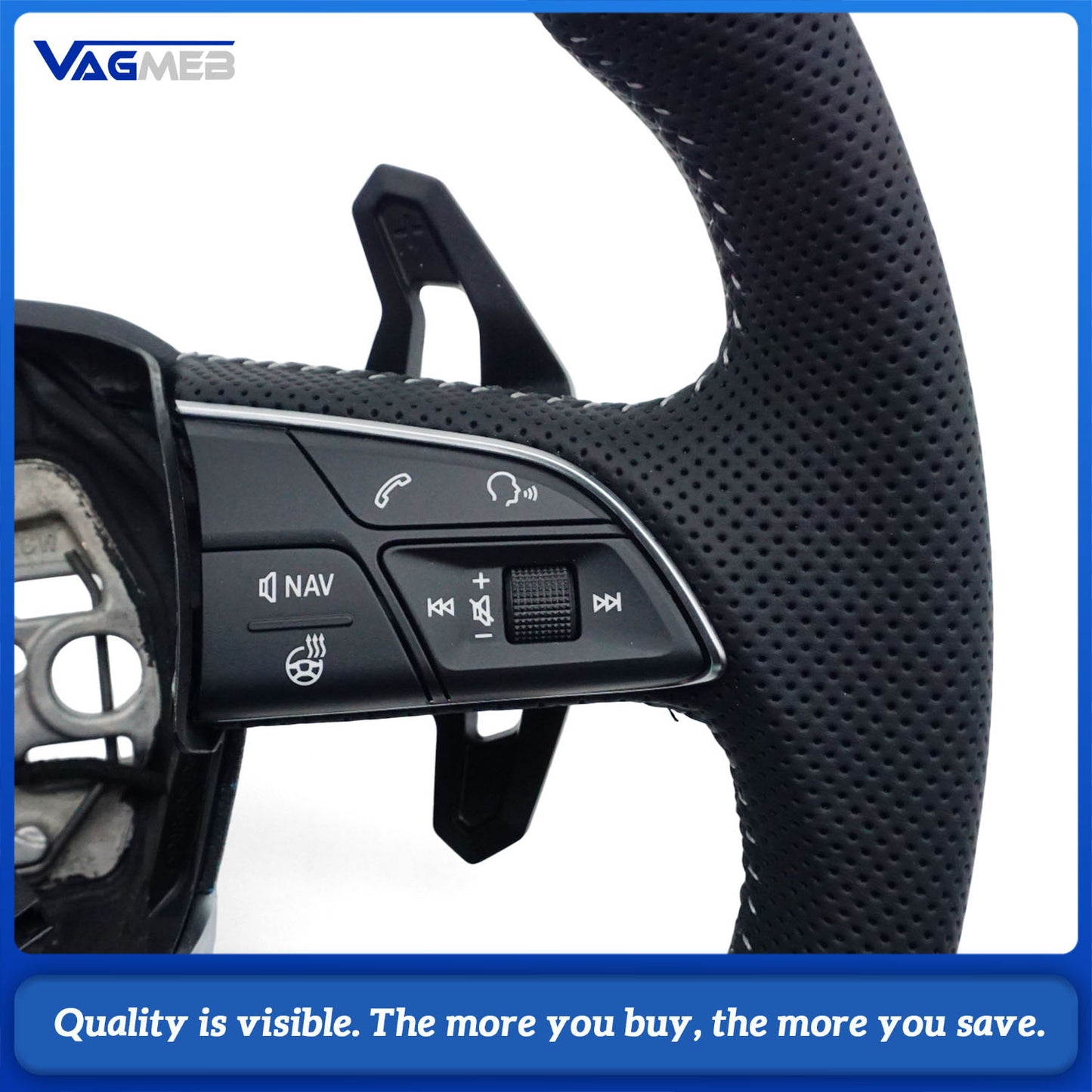 Heated steering wheel suitable for Audi Q3 F3 perforated leather multifunction steering wheel, steering wheel accessories