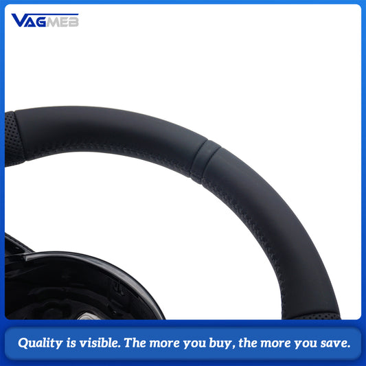 For Audi A4 B8 S-Line Half Perforated Steering Wheel Black Stitch Black Marker No Paddle