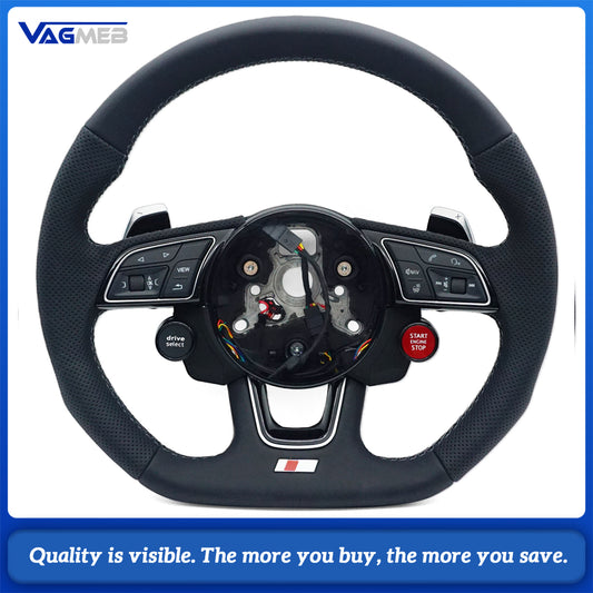 Sport steering wheel suitable For Audi A4 B9 S3 RS4 RS5 A3 A5 S3 S4 S5 perforated leather steering wheel with R8 button