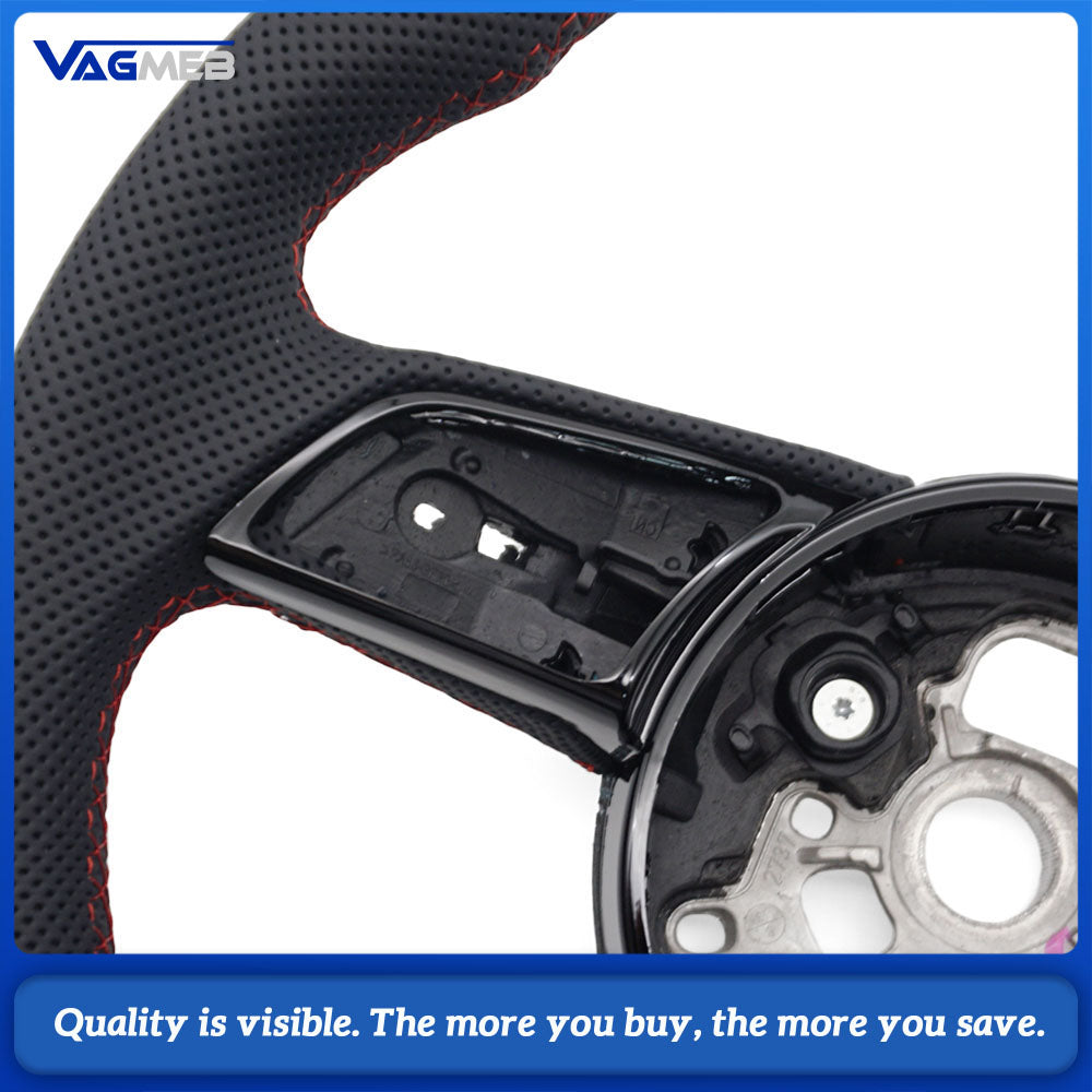 For Audi RS3 RS4 RS5 A3 8V A4 B9 A5 S3 S4 S5 Fully Perforated Leather Steering Wheel