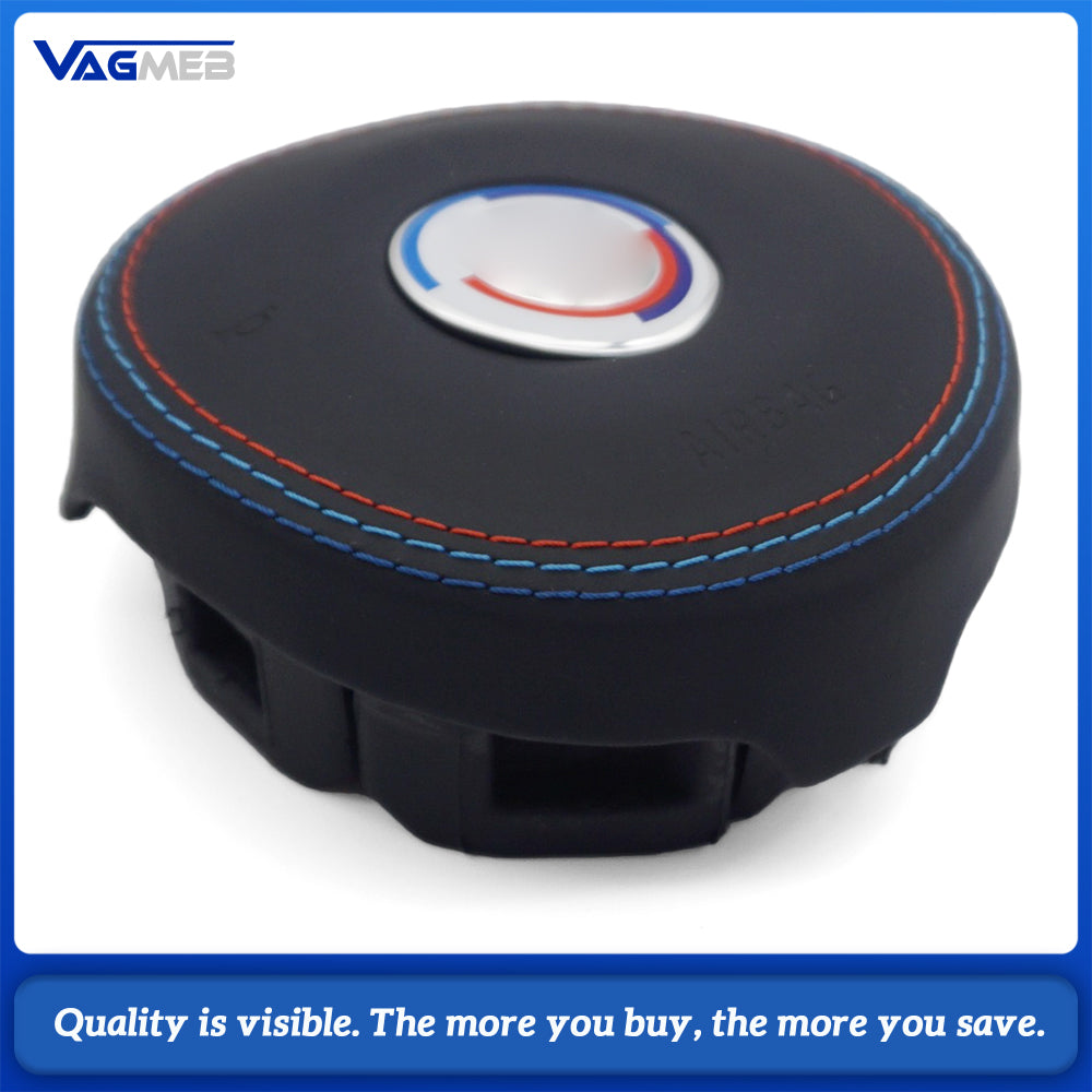 Steering wheel airbag cover multifunction steering wheel For BMW Leather Airbag Cover With 50th Anniversary Badge Tri Color Stitch