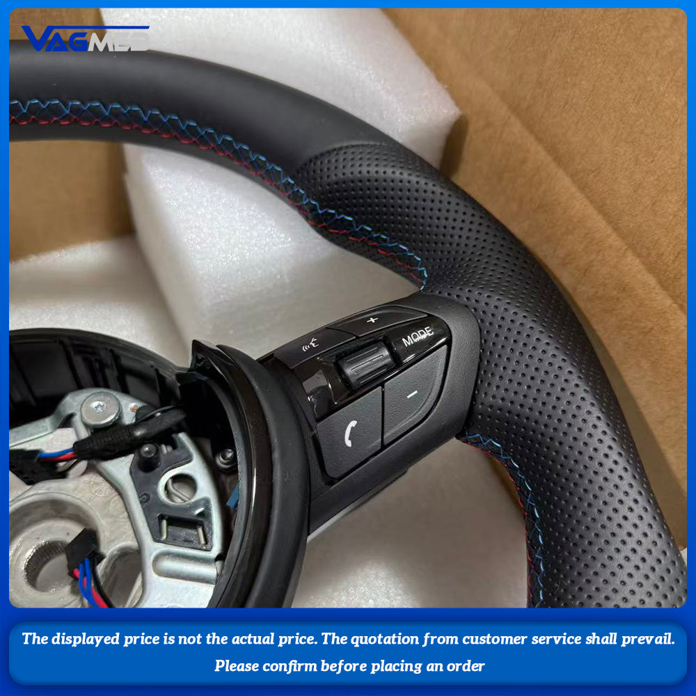 For BMW F30 F31 F32 F10 F20 F07 F01 E46 E60 E90 Color Stitching Perforated Leather Sport Steering Wheel M Logo Car Assembly