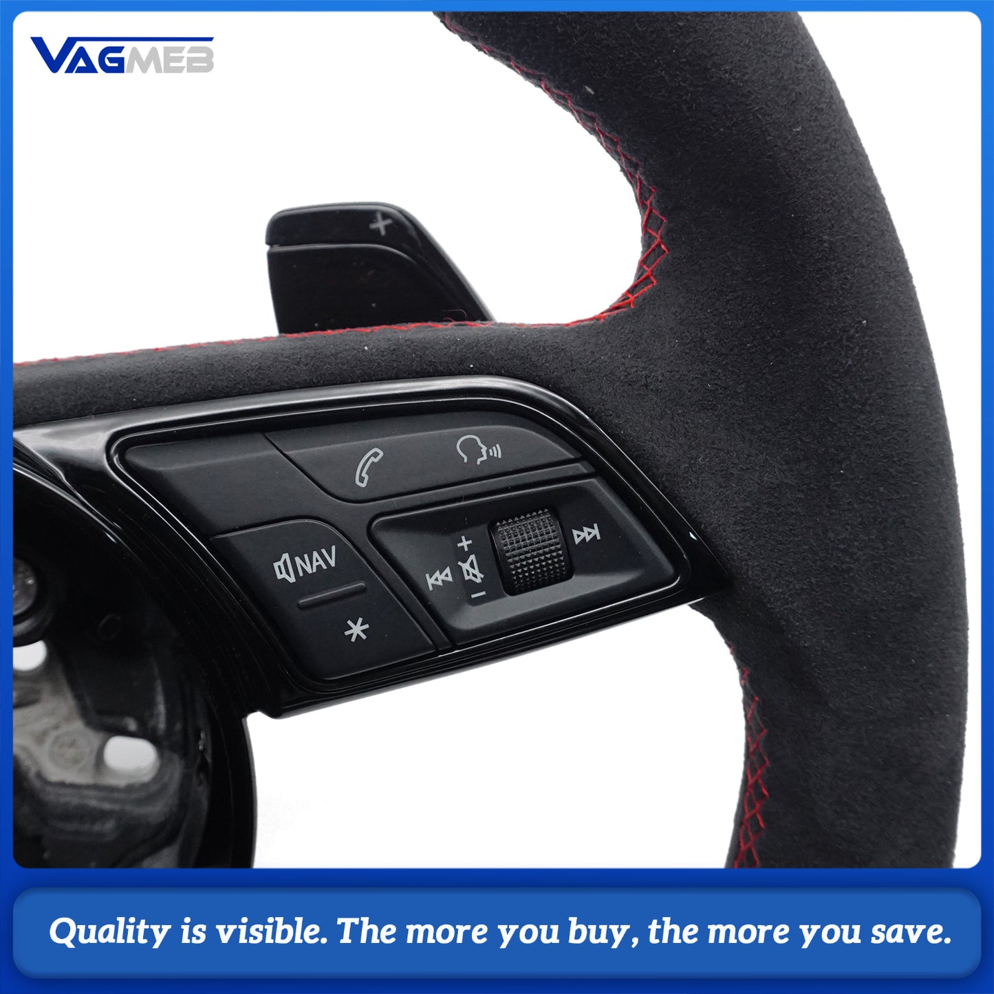 steering wheel for Audi A4 B9 A5 custom carbon fiber stitched steering wheel with paddles and buttons, Car Accessories