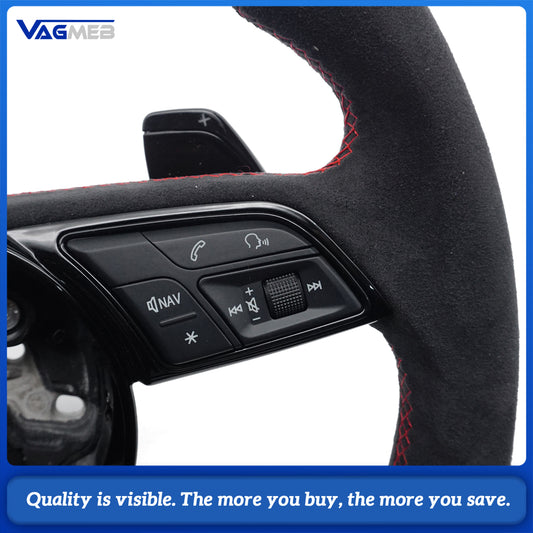 steering wheel for Audi A4 B9 A5 custom carbon fiber stitched steering wheel with paddles and buttons, Car Accessories