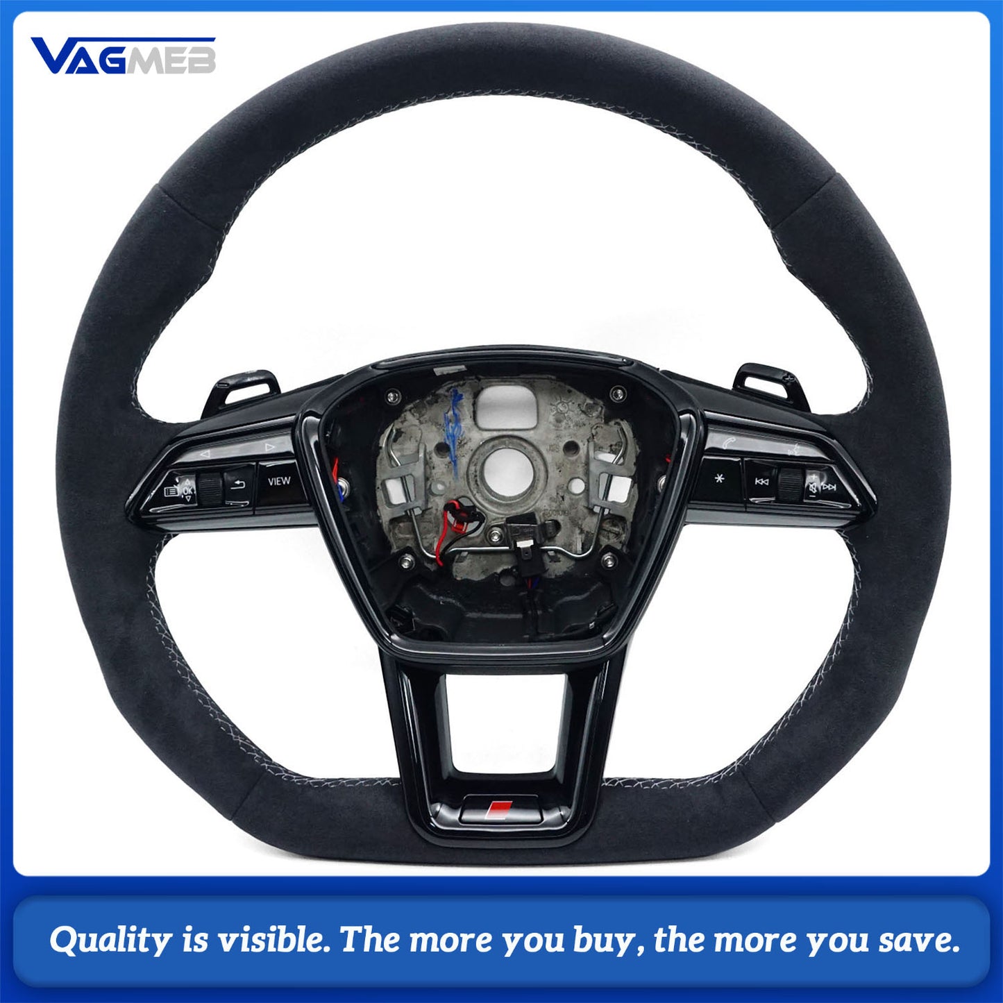 Blackened steering wheel suitable for Audi A6 C8 A7 Light gray  stitched steering wheel