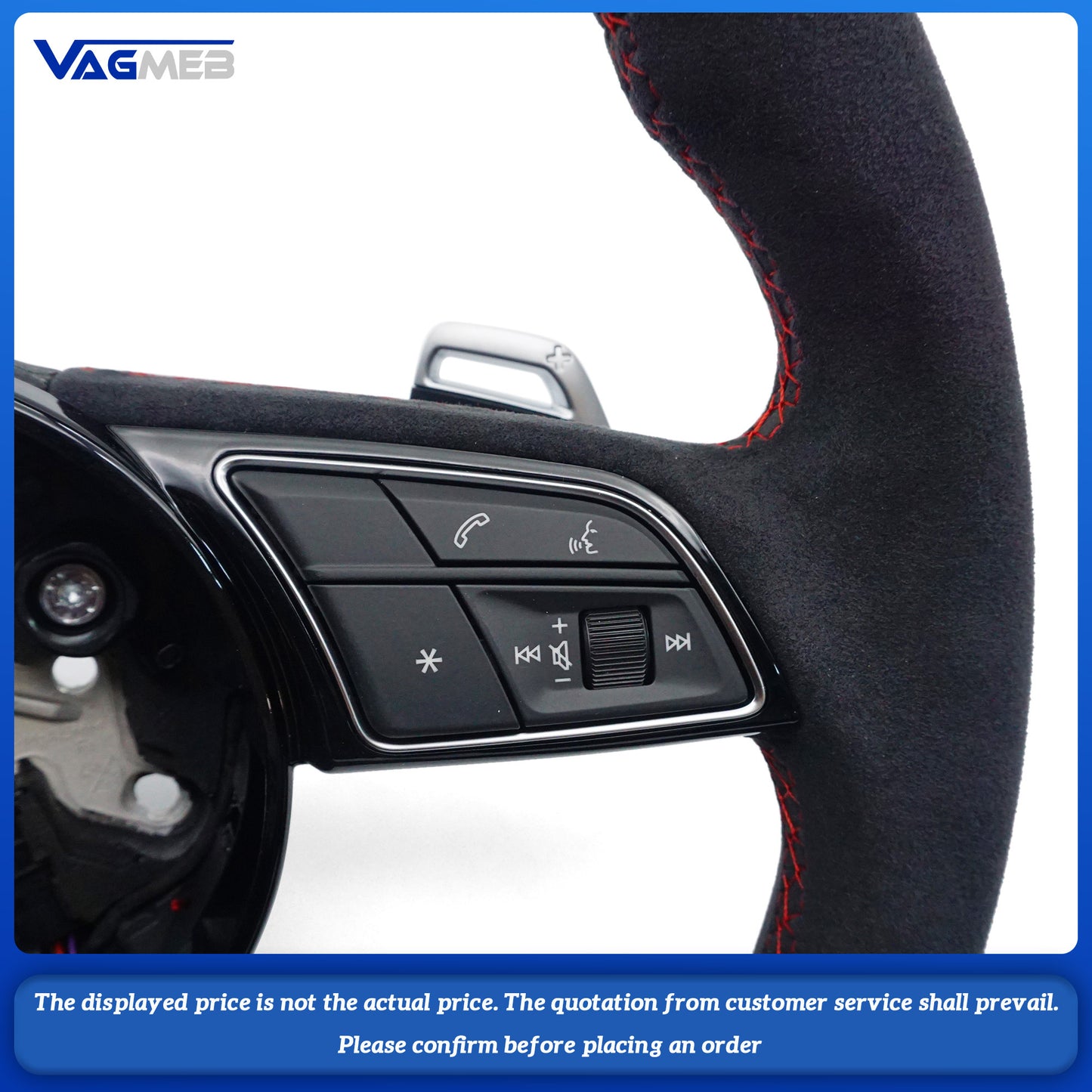 Suitable for Audi A4 B9 Fully Perforated Semi-Perforated Genuine Leather Suede Flats Steering Wheel Sports Version