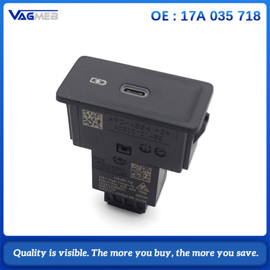 For VW Touareg 17A 035 718 Double USB-C PD Charger Module Rear Armrest Outlet Socket