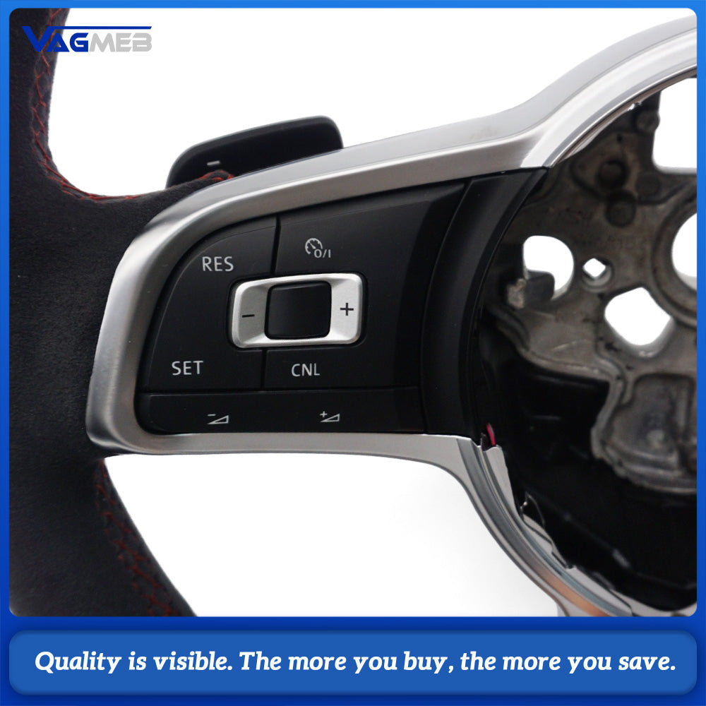 Full suede with red stitching & red center marker Steering Wheel For VW Golf 7 MK7 Polo gti 7 jetta passat R-Line Golf 6 CC